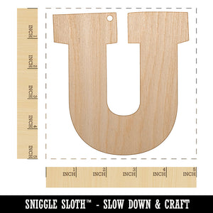 Letter U Uppercase Fun Bold Font Unfinished Craft Wood Holiday Christmas Tree DIY Pre-Drilled Ornament