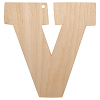 Letter V Uppercase Fun Bold Font Unfinished Craft Wood Holiday Christmas Tree DIY Pre-Drilled Ornament