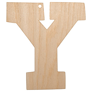 Letter Y Uppercase Fun Bold Font Unfinished Craft Wood Holiday Christmas Tree DIY Pre-Drilled Ornament