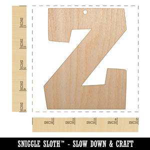Letter Z Uppercase Fun Bold Font Unfinished Craft Wood Holiday Christmas Tree DIY Pre-Drilled Ornament