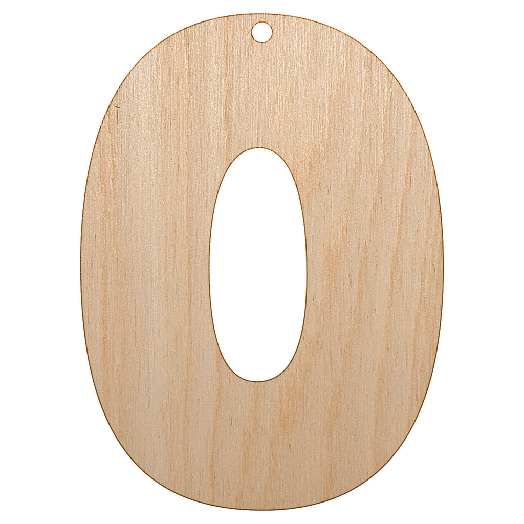 Number 0 Zero Fun Bold Font Unfinished Craft Wood Holiday Christmas Tree DIY Pre-Drilled Ornament
