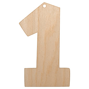 Number 1 One Fun Bold Font Unfinished Craft Wood Holiday Christmas Tree DIY Pre-Drilled Ornament