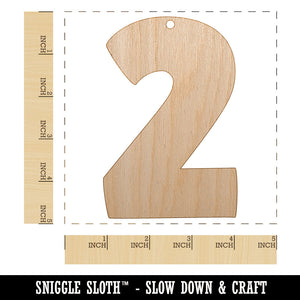 Number 2 Two Fun Bold Font Unfinished Craft Wood Holiday Christmas Tree DIY Pre-Drilled Ornament