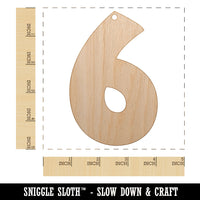 Number 6 Six Fun Bold Font Unfinished Craft Wood Holiday Christmas Tree DIY Pre-Drilled Ornament