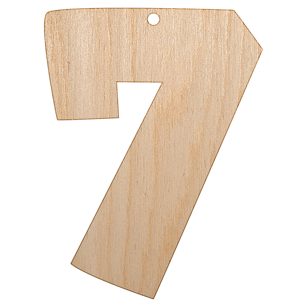 Number 7 Seven Fun Bold Font Unfinished Craft Wood Holiday Christmas Tree DIY Pre-Drilled Ornament