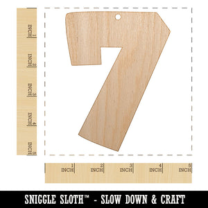 Number 7 Seven Fun Bold Font Unfinished Craft Wood Holiday Christmas Tree DIY Pre-Drilled Ornament