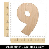 Number 9 Nine Fun Bold Font Unfinished Craft Wood Holiday Christmas Tree DIY Pre-Drilled Ornament