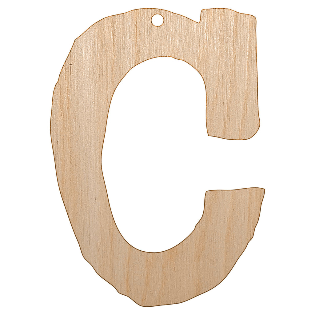 Letter C Uppercase Cute Typewriter Font Unfinished Craft Wood Holiday Christmas Tree DIY Pre-Drilled Ornament