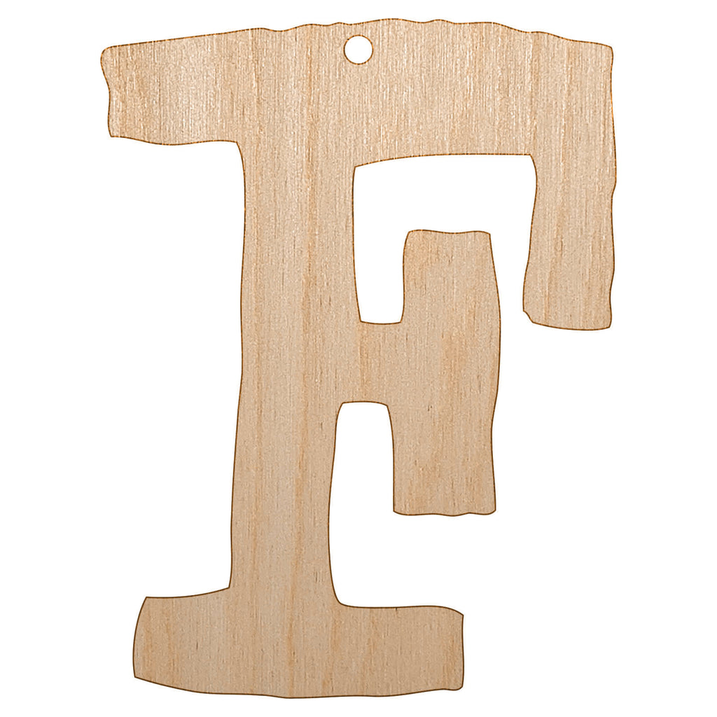Letter F Uppercase Cute Typewriter Font Unfinished Craft Wood Holiday Christmas Tree DIY Pre-Drilled Ornament