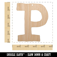 Letter P Uppercase Cute Typewriter Font Unfinished Craft Wood Holiday Christmas Tree DIY Pre-Drilled Ornament