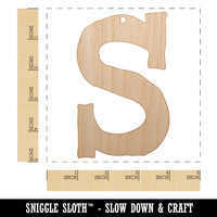 Letter S Uppercase Cute Typewriter Font Unfinished Craft Wood Holiday Christmas Tree DIY Pre-Drilled Ornament