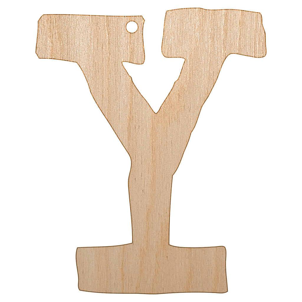 Letter Y Uppercase Cute Typewriter Font Unfinished Craft Wood Holiday Christmas Tree DIY Pre-Drilled Ornament