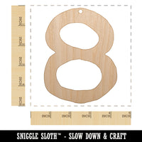 Number 8 Eight Cute Typewriter Font Unfinished Craft Wood Holiday Christmas Tree DIY Pre-Drilled Ornament