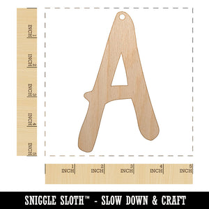Letter A Uppercase Felt Marker Font Unfinished Craft Wood Holiday Christmas Tree DIY Pre-Drilled Ornament
