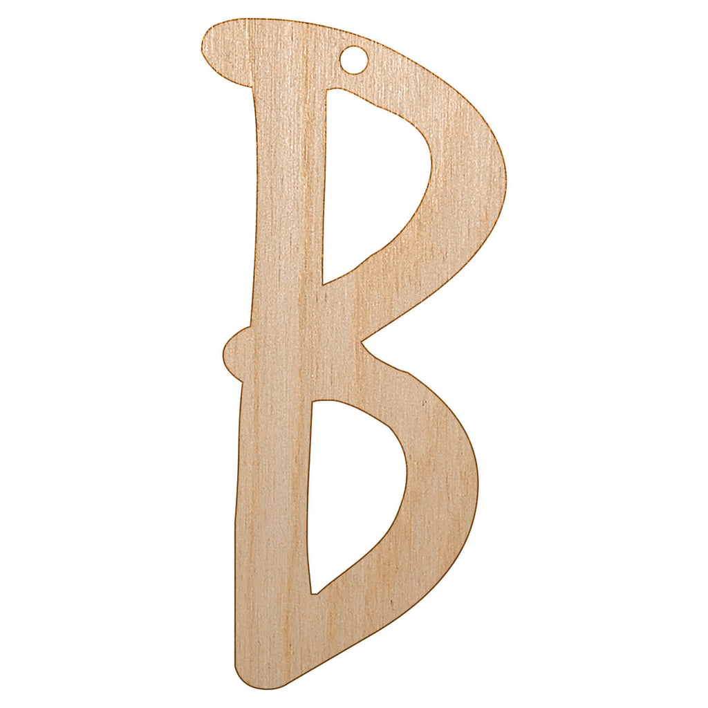 Letter B Uppercase Felt Marker Font Unfinished Craft Wood Holiday Christmas Tree DIY Pre-Drilled Ornament