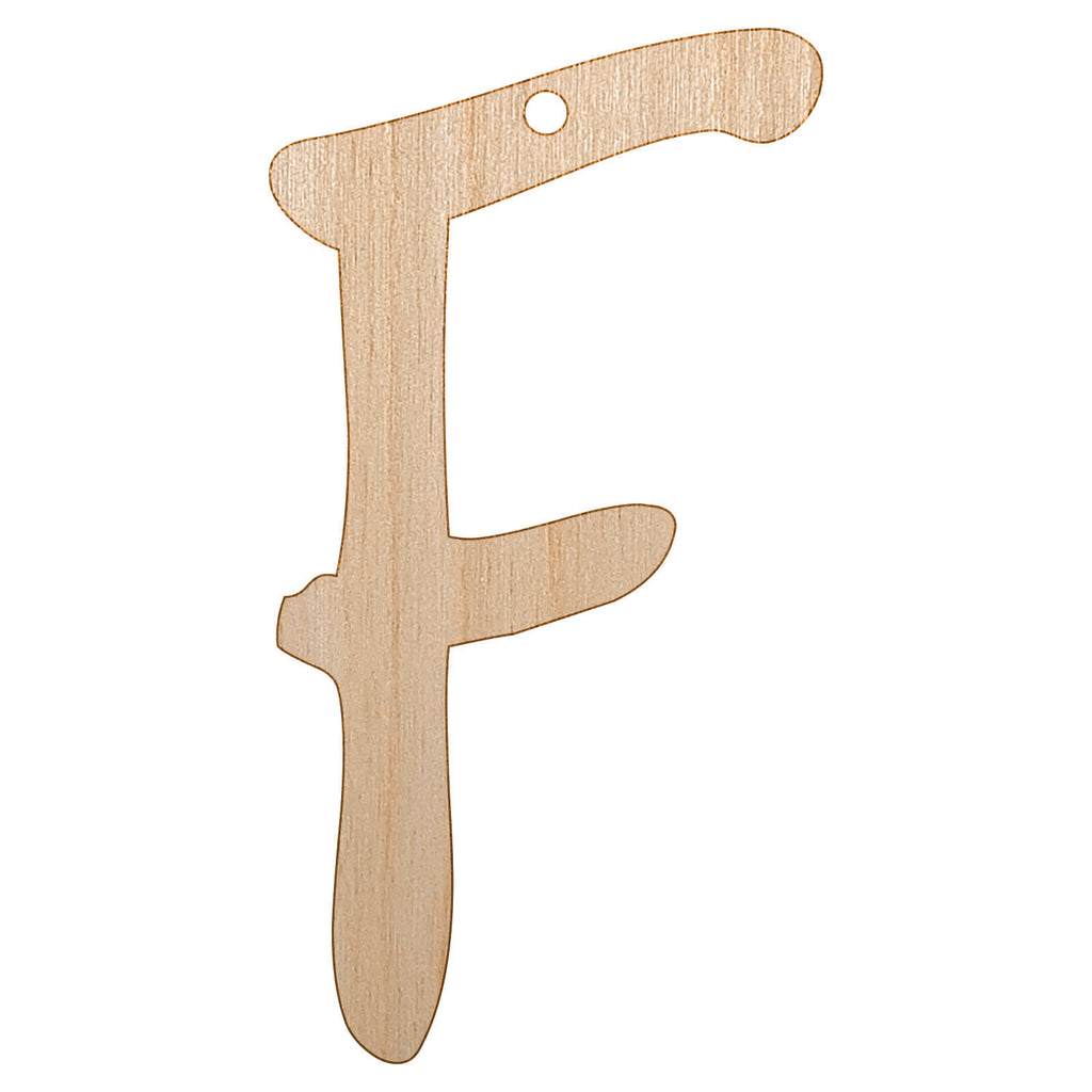 Letter F Uppercase Felt Marker Font Unfinished Craft Wood Holiday Christmas Tree DIY Pre-Drilled Ornament