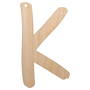 Letter K Uppercase Felt Marker Font Unfinished Craft Wood Holiday Christmas Tree DIY Pre-Drilled Ornament