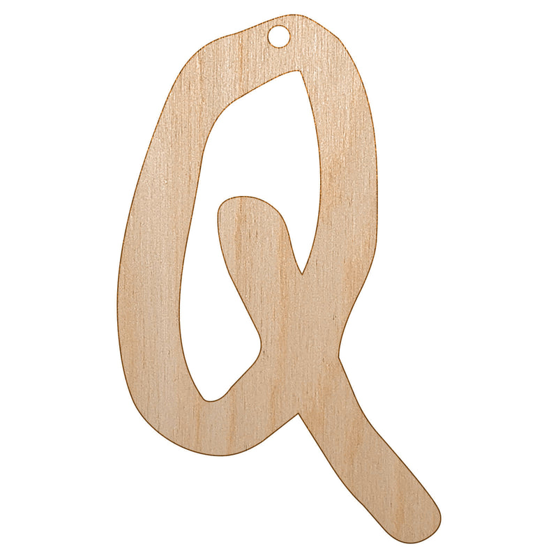 Letter Q Uppercase Felt Marker Font Unfinished Craft Wood Holiday Christmas Tree DIY Pre-Drilled Ornament