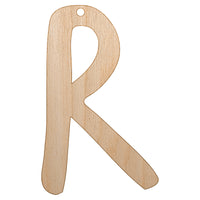 Letter R Uppercase Felt Marker Font Unfinished Craft Wood Holiday Christmas Tree DIY Pre-Drilled Ornament