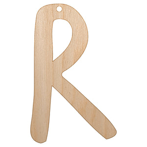 Letter R Uppercase Felt Marker Font Unfinished Craft Wood Holiday Christmas Tree DIY Pre-Drilled Ornament