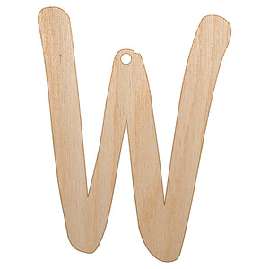 Letter W Uppercase Felt Marker Font Unfinished Craft Wood Holiday Christmas Tree DIY Pre-Drilled Ornament