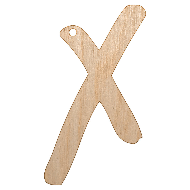 Letter X Uppercase Felt Marker Font Unfinished Craft Wood Holiday Christmas Tree DIY Pre-Drilled Ornament