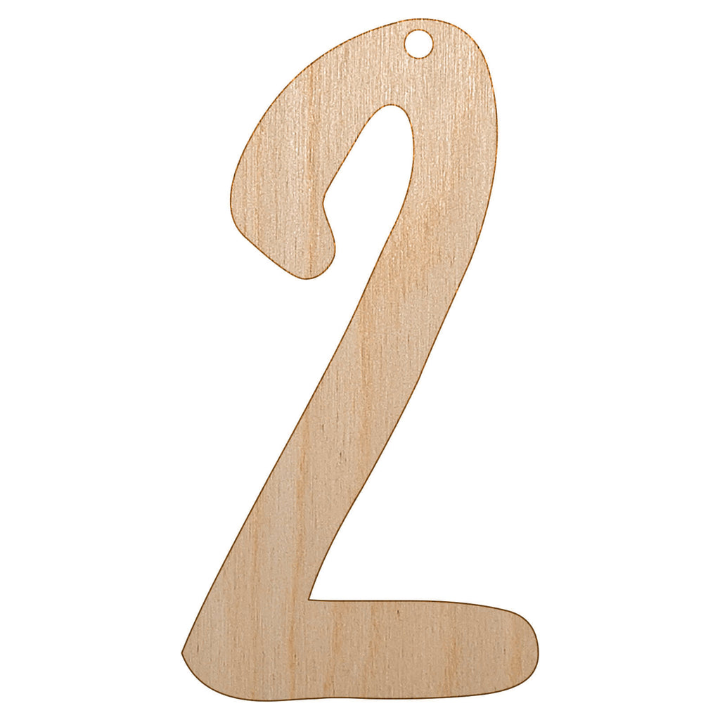 Number 2 Two Felt Marker Font Unfinished Craft Wood Holiday Christmas Tree DIY Pre-Drilled Ornament