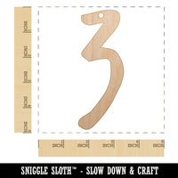 Number 3 Three Felt Marker Font Unfinished Craft Wood Holiday Christmas Tree DIY Pre-Drilled Ornament