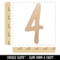 Number 4 Four Felt Marker Font Unfinished Craft Wood Holiday Christmas Tree DIY Pre-Drilled Ornament