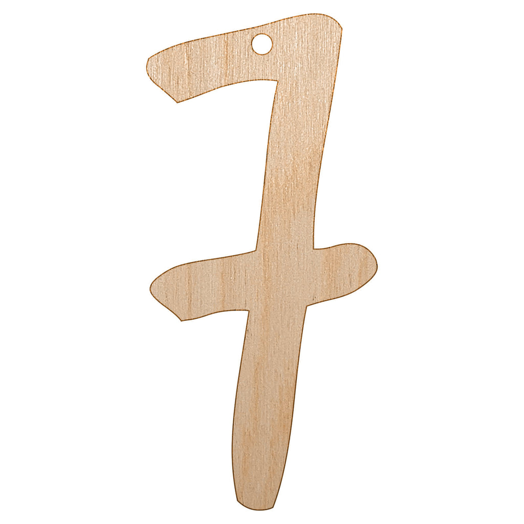Number 7 Seven Felt Marker Font Unfinished Craft Wood Holiday Christmas Tree DIY Pre-Drilled Ornament
