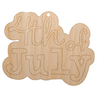 4th Fourth of July Fun Text Unfinished Craft Wood Holiday Christmas Tree DIY Pre-Drilled Ornament