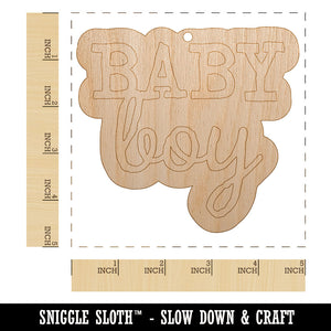 Baby Boy Fun Text Unfinished Craft Wood Holiday Christmas Tree DIY Pre-Drilled Ornament