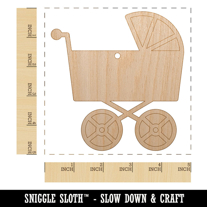 Baby Carriage Pram Stroller Unfinished Craft Wood Holiday Christmas Tree DIY Pre-Drilled Ornament