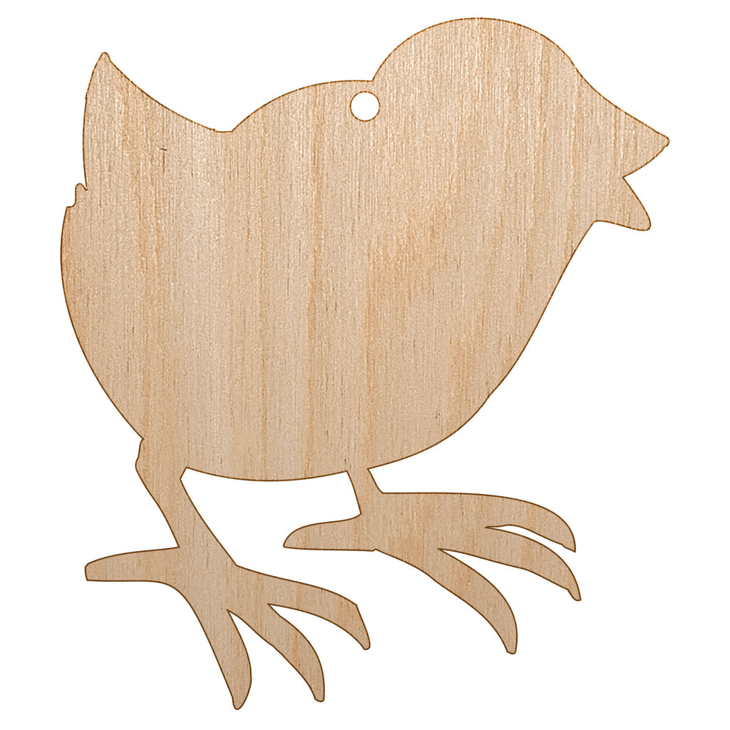 Baby Chick Chicken Standing Solid Unfinished Craft Wood Holiday Christmas Tree DIY Pre-Drilled Ornament