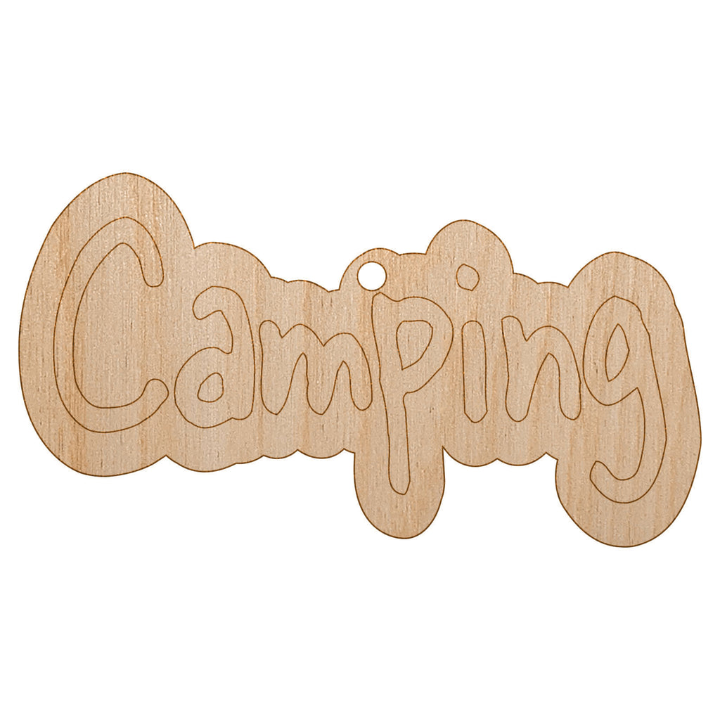 Camping Fun Text Unfinished Craft Wood Holiday Christmas Tree DIY Pre-Drilled Ornament
