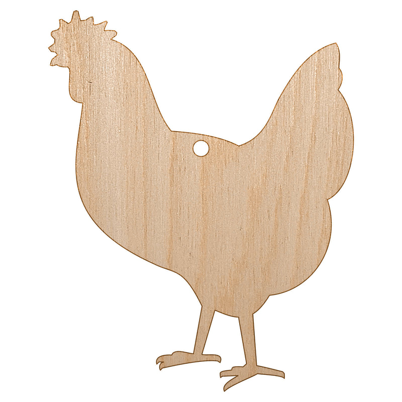 Chicken Standing Solid Unfinished Craft Wood Holiday Christmas Tree DIY Pre-Drilled Ornament