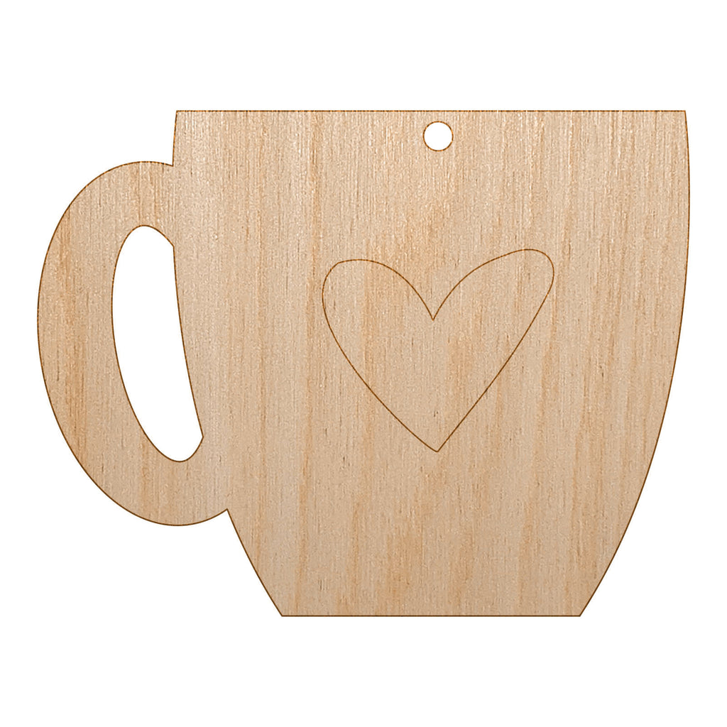 Coffee Love Mug Cup Outline Unfinished Craft Wood Holiday Christmas Tree DIY Pre-Drilled Ornament