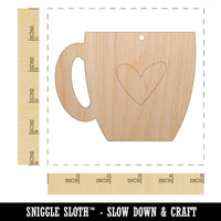 Coffee Love Mug Cup Outline Unfinished Craft Wood Holiday Christmas Tree DIY Pre-Drilled Ornament