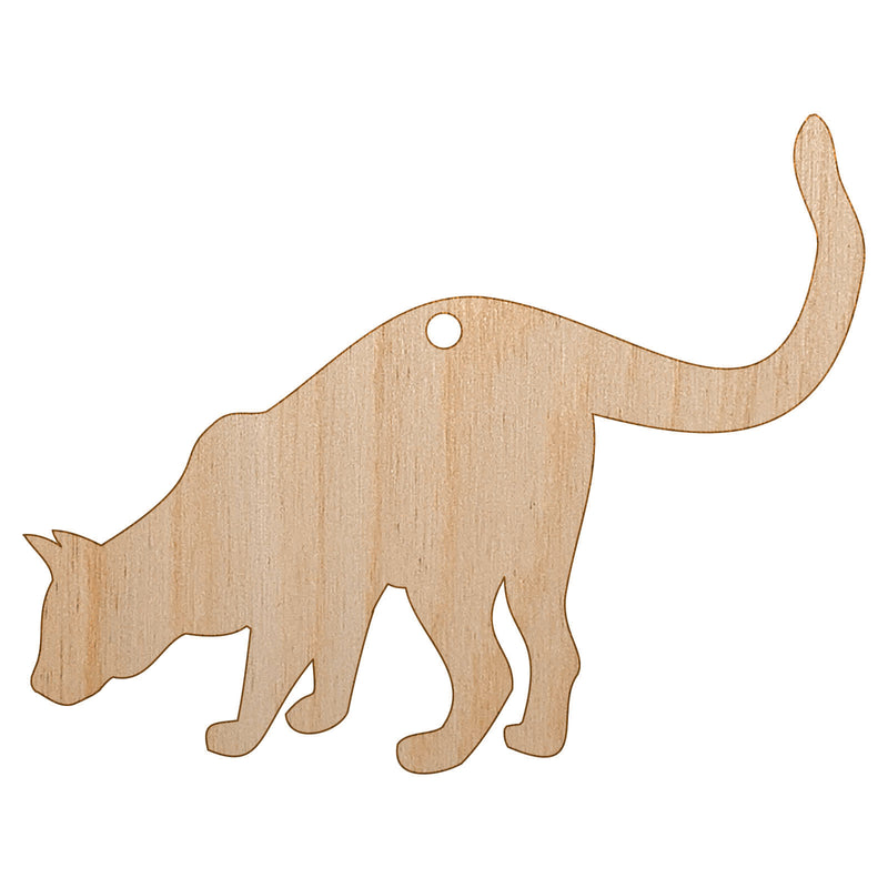 Curious Cat Solid Unfinished Craft Wood Holiday Christmas Tree DIY Pre-Drilled Ornament