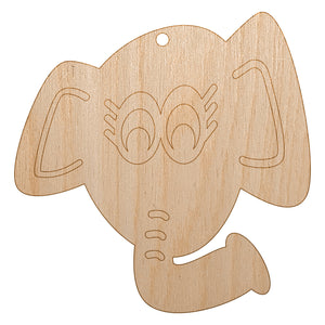 Elegant Elephant Face Unfinished Craft Wood Holiday Christmas Tree DIY Pre-Drilled Ornament