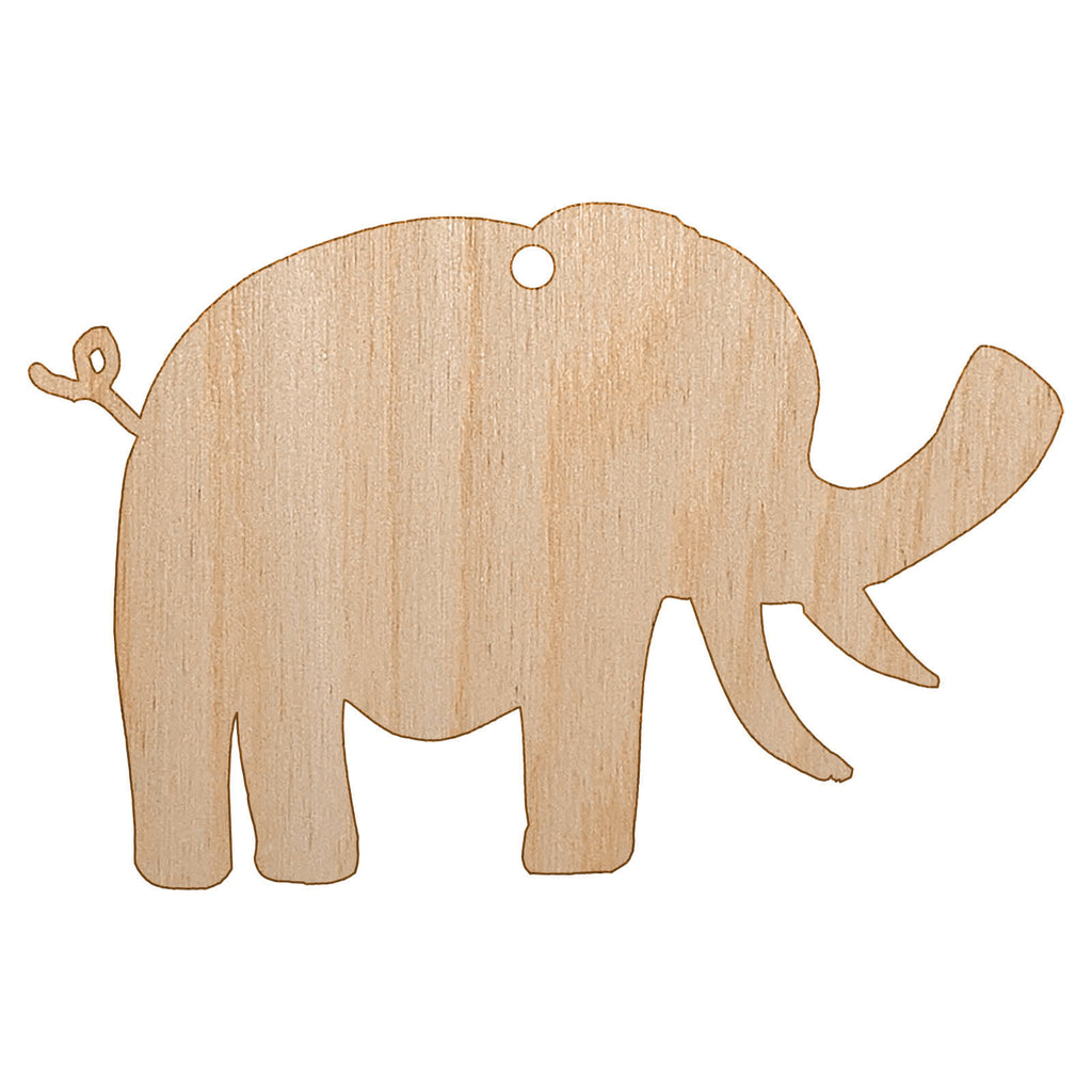 Elephant Doodle Solid Unfinished Craft Wood Holiday Christmas Tree DIY Pre-Drilled Ornament