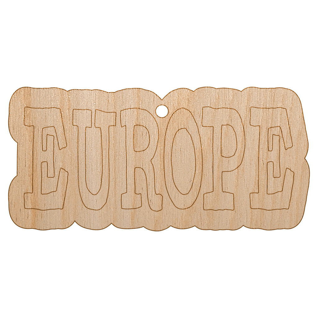 Europe Fun Text Unfinished Craft Wood Holiday Christmas Tree DIY Pre-Drilled Ornament