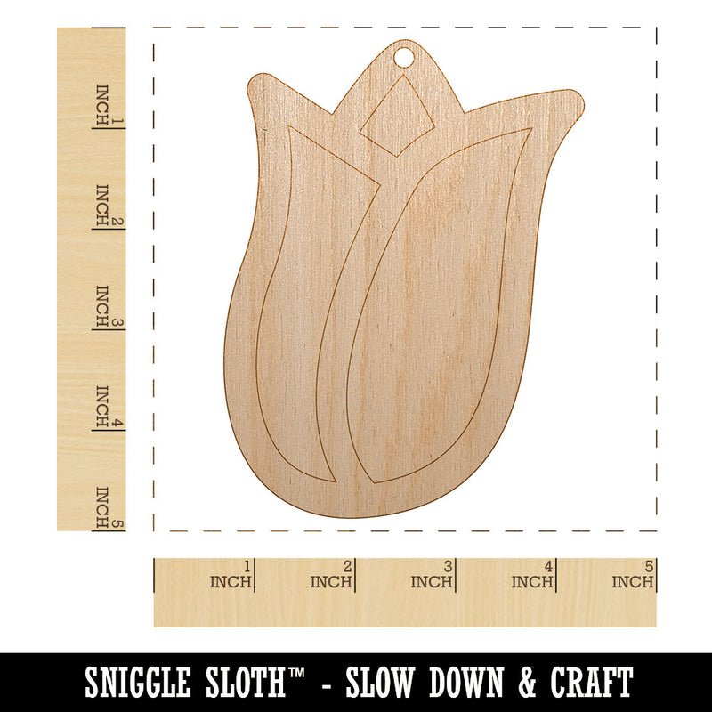 Flower Bud Outline Unfinished Craft Wood Holiday Christmas Tree DIY Pre-Drilled Ornament