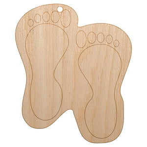 Foot Prints Solid Unfinished Craft Wood Holiday Christmas Tree DIY Pre-Drilled Ornament