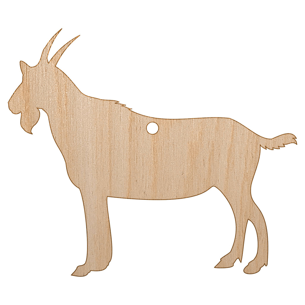 Goat Solid Unfinished Craft Wood Holiday Christmas Tree DIY Pre-Drilled Ornament