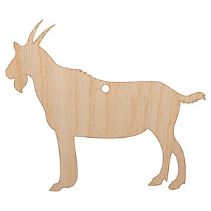 Goat Solid Unfinished Craft Wood Holiday Christmas Tree DIY Pre-Drilled Ornament