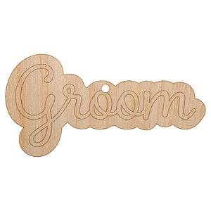 Groom Wedding Fun Text Unfinished Craft Wood Holiday Christmas Tree DIY Pre-Drilled Ornament