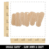 Happy Fun Text Unfinished Craft Wood Holiday Christmas Tree DIY Pre-Drilled Ornament