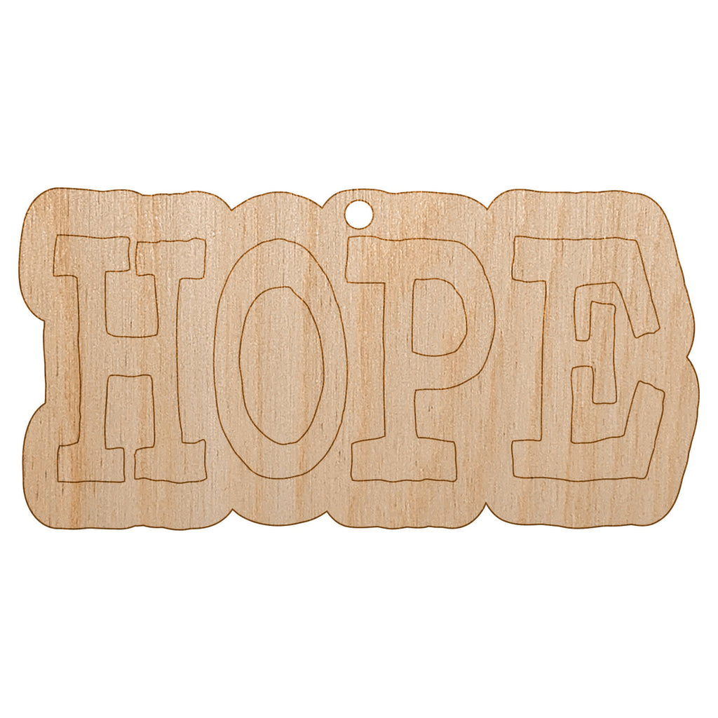 Hope Fun Text Unfinished Craft Wood Holiday Christmas Tree DIY Pre-Drilled Ornament