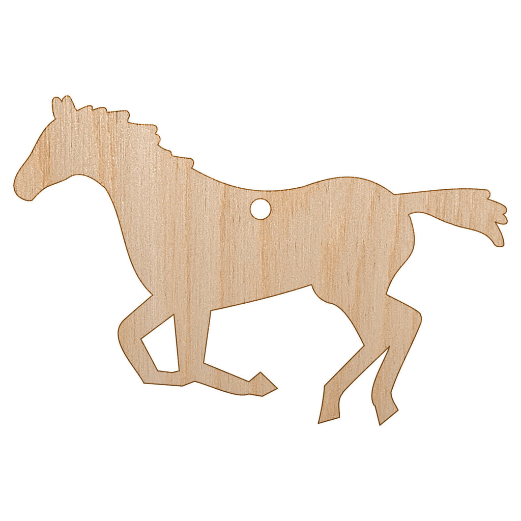 Horse Running Solid Unfinished Craft Wood Holiday Christmas Tree DIY Pre-Drilled Ornament
